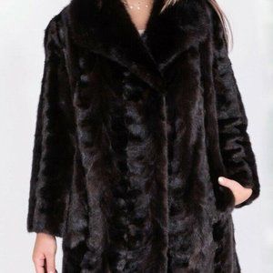 Beautiful Black MINK Fur Coat Sz XL